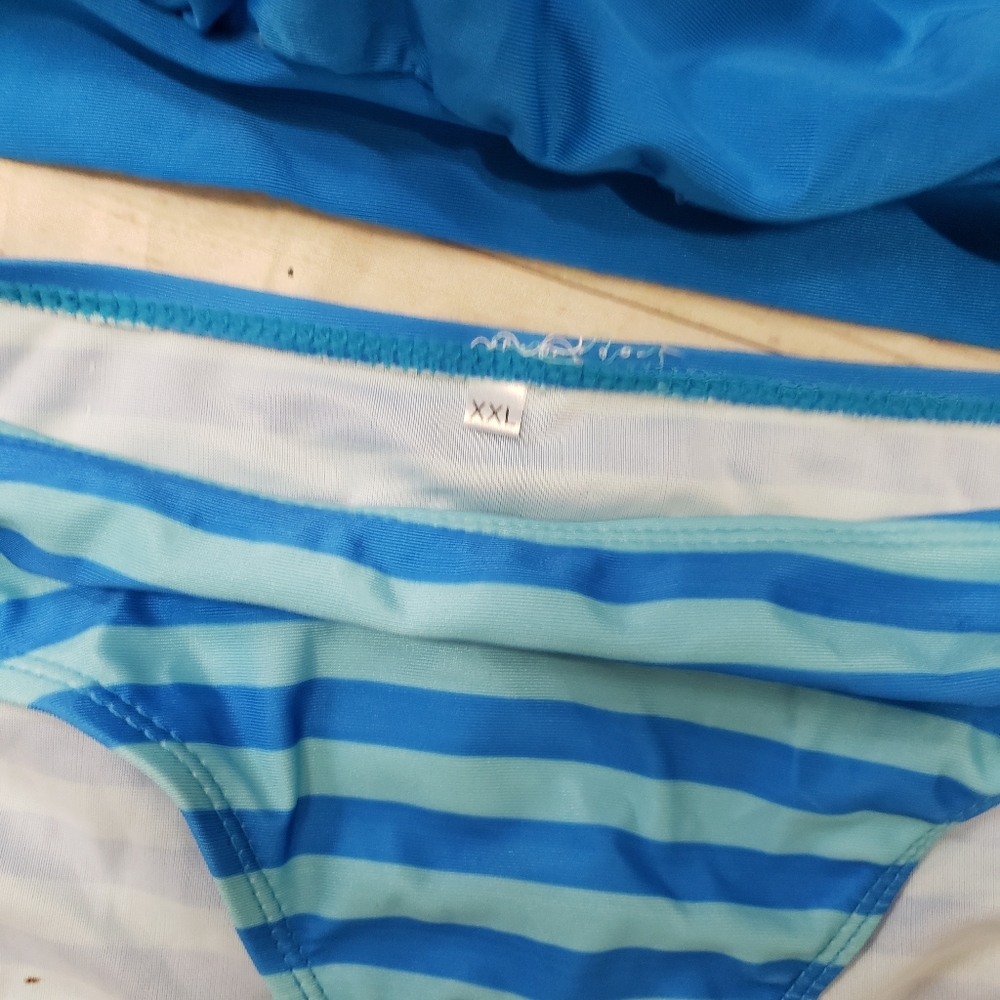 NWT🩱Turquoise Striped 2 Piece Tankini 2x - Picture 4 of 6